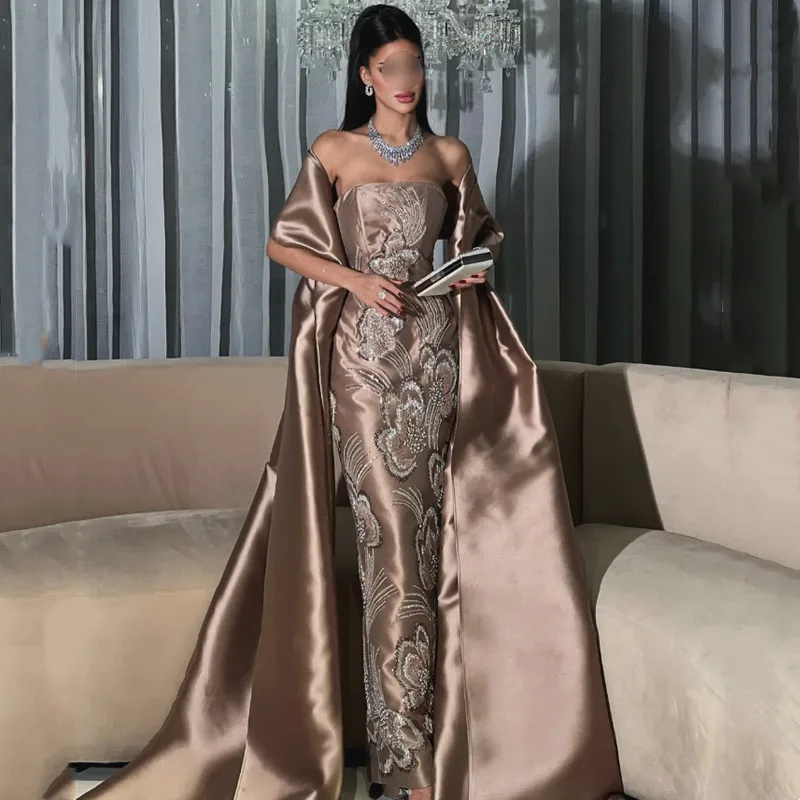 Saudi Arabia Mermai Satin Long Prom Dress Sexy Strapless Off Shoulder Evening Dress Backless Embroidery Bead Sequined Customized
Saudi Arabia Mermai Satin Long Prom Dress Sexy Strapless Off Shoulder Evening Dress Backless Embroidery Bead Sequined Customized