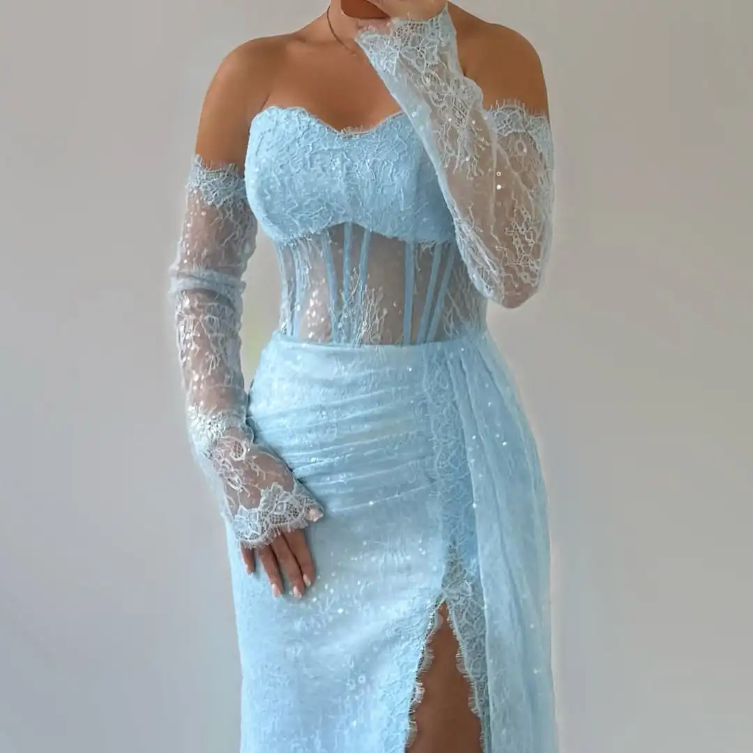 New Design Sexy Off The Shoulder Sequins Illusion Embroidery Fishbone Waist Pleated Side Slit Mermaid Evening Prom Party Dress
New Design Sexy Off The Shoulder Sequins Illusion Embroidery Fishbone Waist Pleated Side Slit Mermaid Evening Prom Party Dress