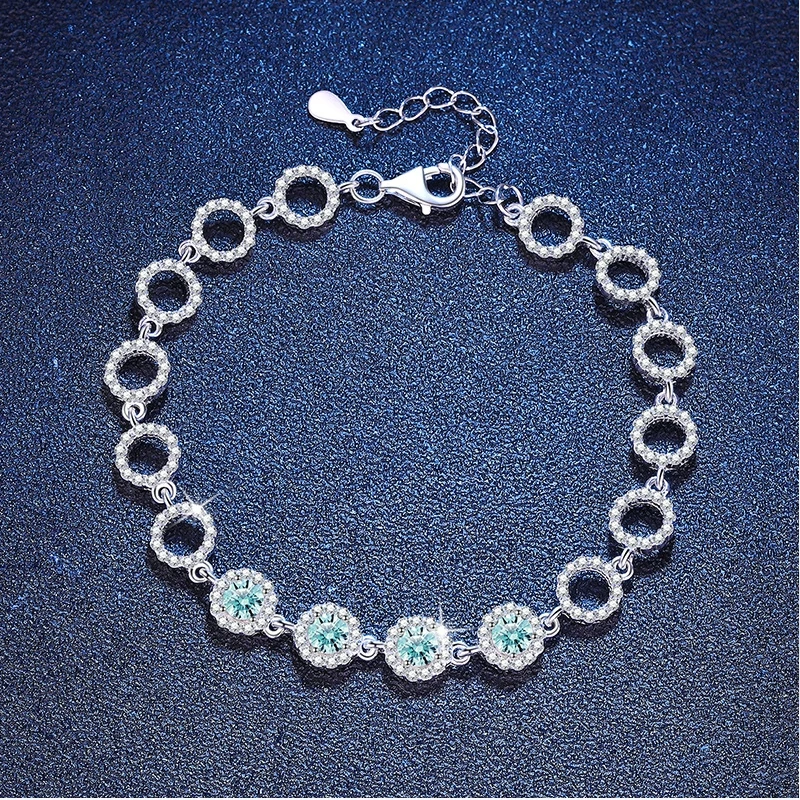 S925 Silver White Gold Plated 1.2CT Green Moissanite Round Micro-Pave Bracelet for Women, Exquisite Jewelry
S925 Silver White Gold Plated 1.2CT Green Moissanite Round Micro-Pave Bracelet for Women, Exquisite Jewelry