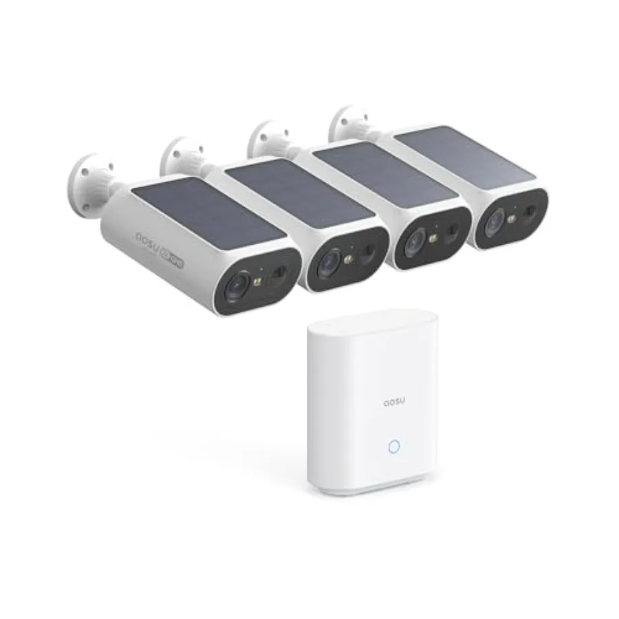 Outdoor solar security cameras kit: 4-camera system with 2K color night vision, wireless 2.45GHz WiFi, local storage, no subscr
Outdoor solar security cameras kit: 4-camera system with 2K color night vision, wireless 2.45GHz WiFi, local storage, no subscr