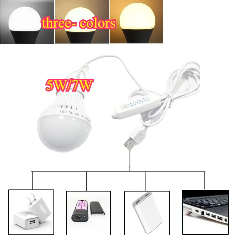 1PCS 3-color Dimmable Hanging DC5V LED Camping Light 5W/7W Emergency Bulb Tent Light Barbecue Fishing Repair Outdoor Equipment
1PCS 3-color Dimmable Hanging DC5V LED Camping Light 5W/7W Emergency Bulb Tent Light Barbecue Fishing Repair Outdoor Equipment