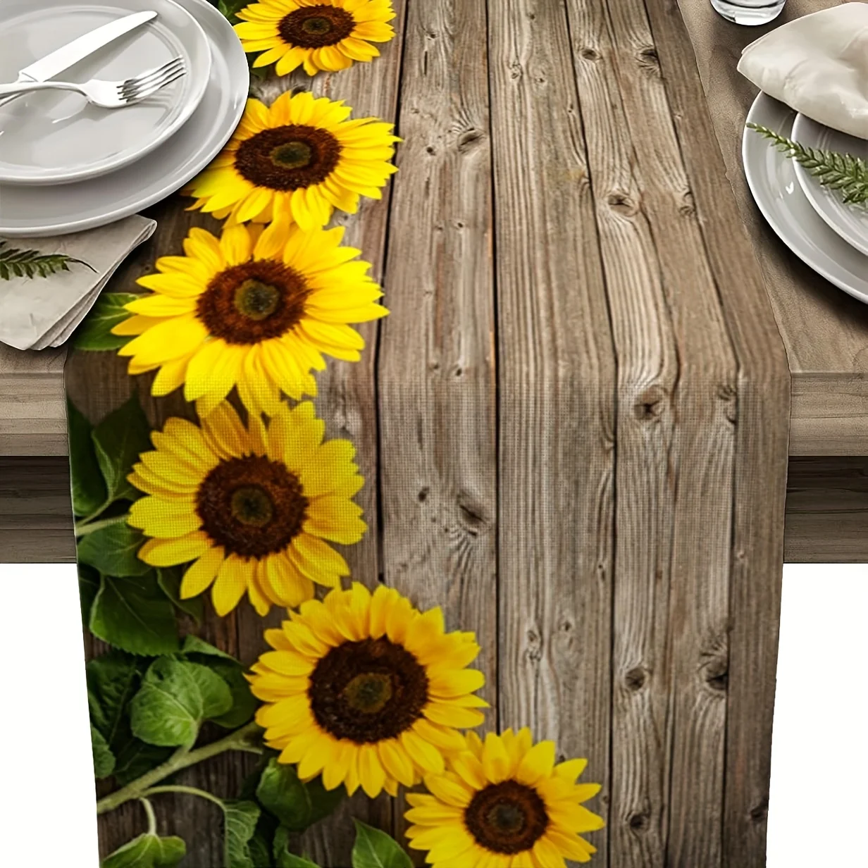 Farmhouse Table Runner Linen Dining Table Decor with Rustic Wood Grain & Sunflowers Kitchen Dining Parties Weddings Home Decor
Farmhouse Table Runner Linen Dining Table Decor with Rustic Wood Grain & Sunflowers Kitchen Dining Parties Weddings Home Decor