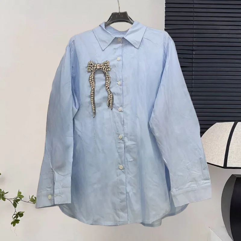 Autumn Winter New Luxury Heavy Beaded Long Sleeve Bowknot Rhinestone Button Oversized Shirt Blouse
Autumn Winter New Luxury Heavy Beaded Long Sleeve Bowknot Rhinestone Button Oversized Shirt Blouse