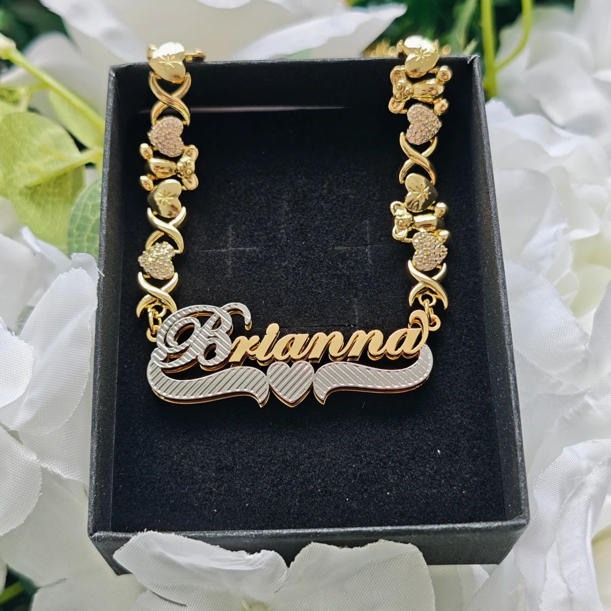 Customized stainless steel name jewelry dual color 3D double-layer bear zircon Xoxo necklace personalized custom jewelry for wom
Customized stainless steel name jewelry dual color 3D double-layer bear zircon Xoxo necklace personalized custom jewelry for wom