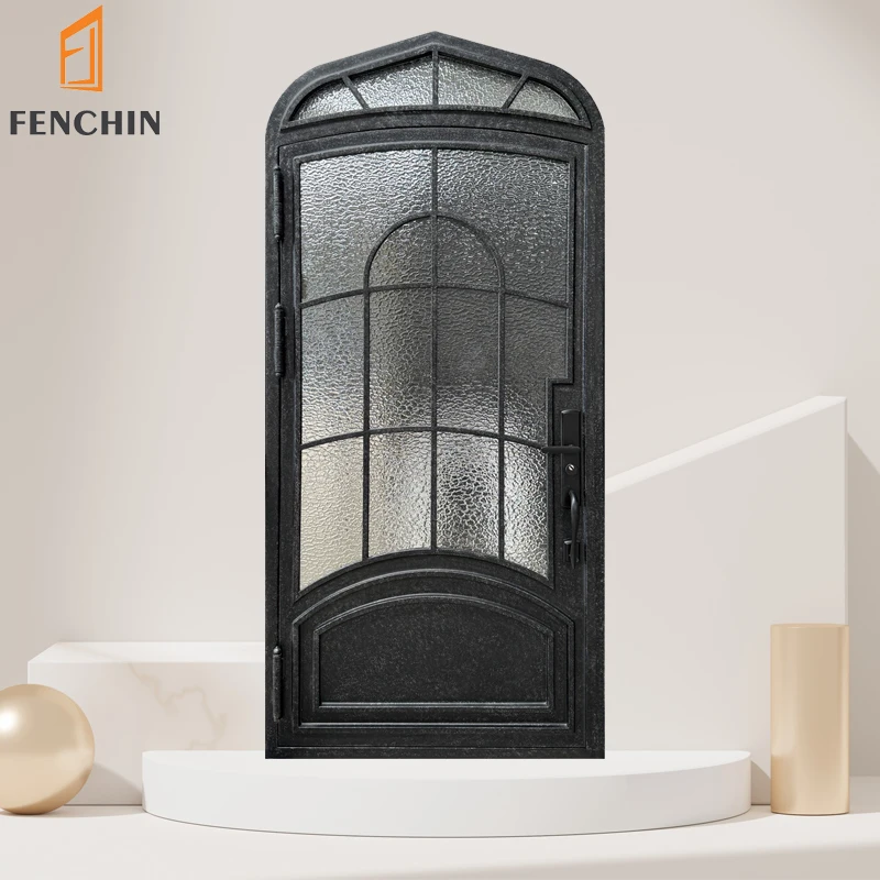 Элегантная однодверная кованая железная дверь для современных домов
Элегантная однодверная кованая железная дверь для современных домов