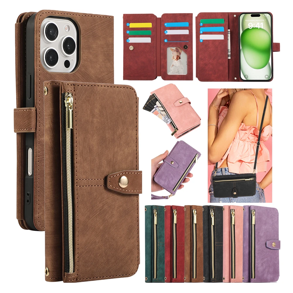 Flip Wallet Case for iphone 16 Promax 15 Plus 14 Pro Max 13 Pro 12 11 16E Leather Case Phone Cover Zipper Card bag Strap Lanyard
Flip Wallet Case for iphone 16 Promax 15 Plus 14 Pro Max 13 Pro 12 11 16E Leather Case Phone Cover Zipper Card bag Strap Lanyard