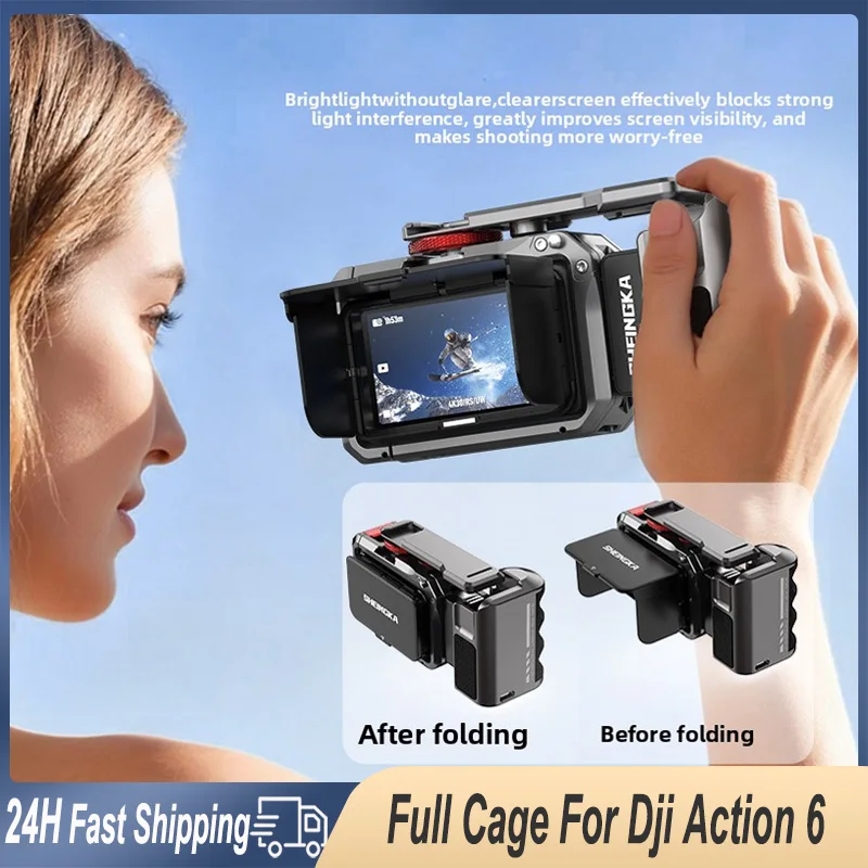 SheingKa Camera Grip Holder Cage for DJI Action 6 Aluminum Alloy Protective Frame With Handle Shutter Photography Accessories
SheingKa Camera Grip Holder Cage for DJI Action 6 Aluminum Alloy Protective Frame With Handle Shutter Photography Accessories