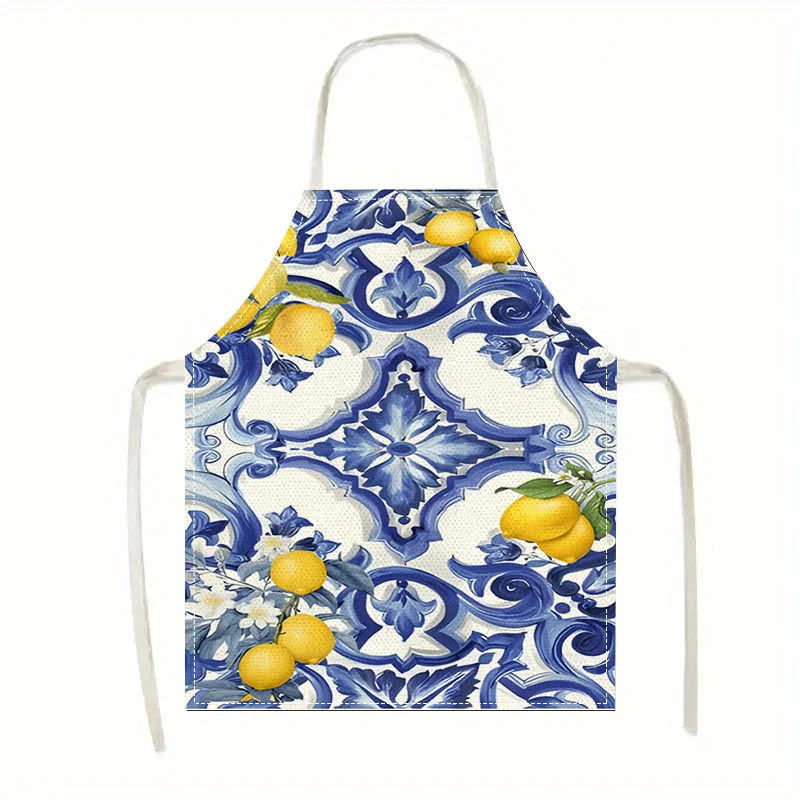 1pc Blue and White Lemon Tile Pattern Apron Linen Kitchen Apron for Women Baking Cooking Painting
1pc Blue and White Lemon Tile Pattern Apron Linen Kitchen Apron for Women Baking Cooking Painting