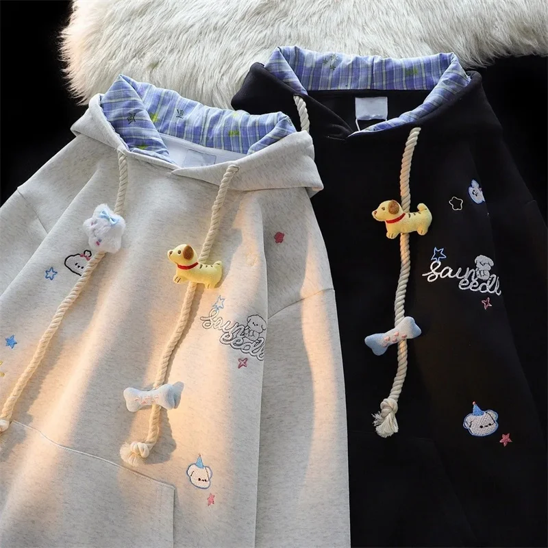 Korean Women Loose Embroidery Hoodies Female Long Sleeves Hooded Sports Shirt Autumn Ladies Little Bear Plaid Sweatshirt
Korean Women Loose Embroidery Hoodies Female Long Sleeves Hooded Sports Shirt Autumn Ladies Little Bear Plaid Sweatshirt