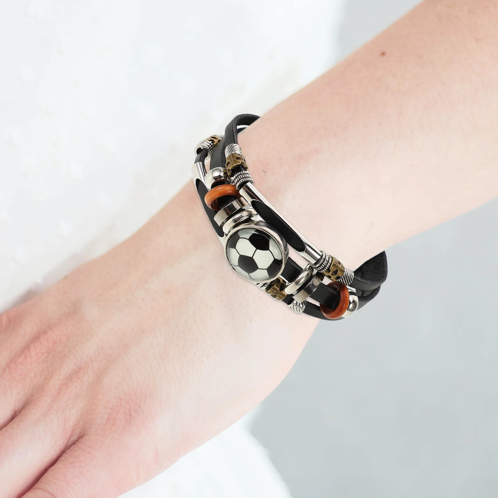 Wrist Football Bracelet Handmade Braided Multi-layer Wristband Fan Coffee Alloy Men's Fashion
Wrist Football Bracelet Handmade Braided Multi-layer Wristband Fan Coffee Alloy Men's Fashion