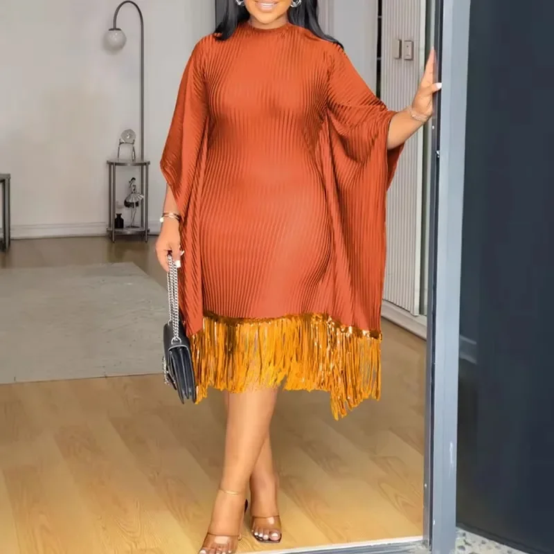 Vintage Elegant Fashion Party Midi Dresses Women Evening Nightclub Batwing Sleeve Sequins Tassel Hem Prom Bodycon Dress Vestidos
Vintage Elegant Fashion Party Midi Dresses Women Evening Nightclub Batwing Sleeve Sequins Tassel Hem Prom Bodycon Dress Vestidos