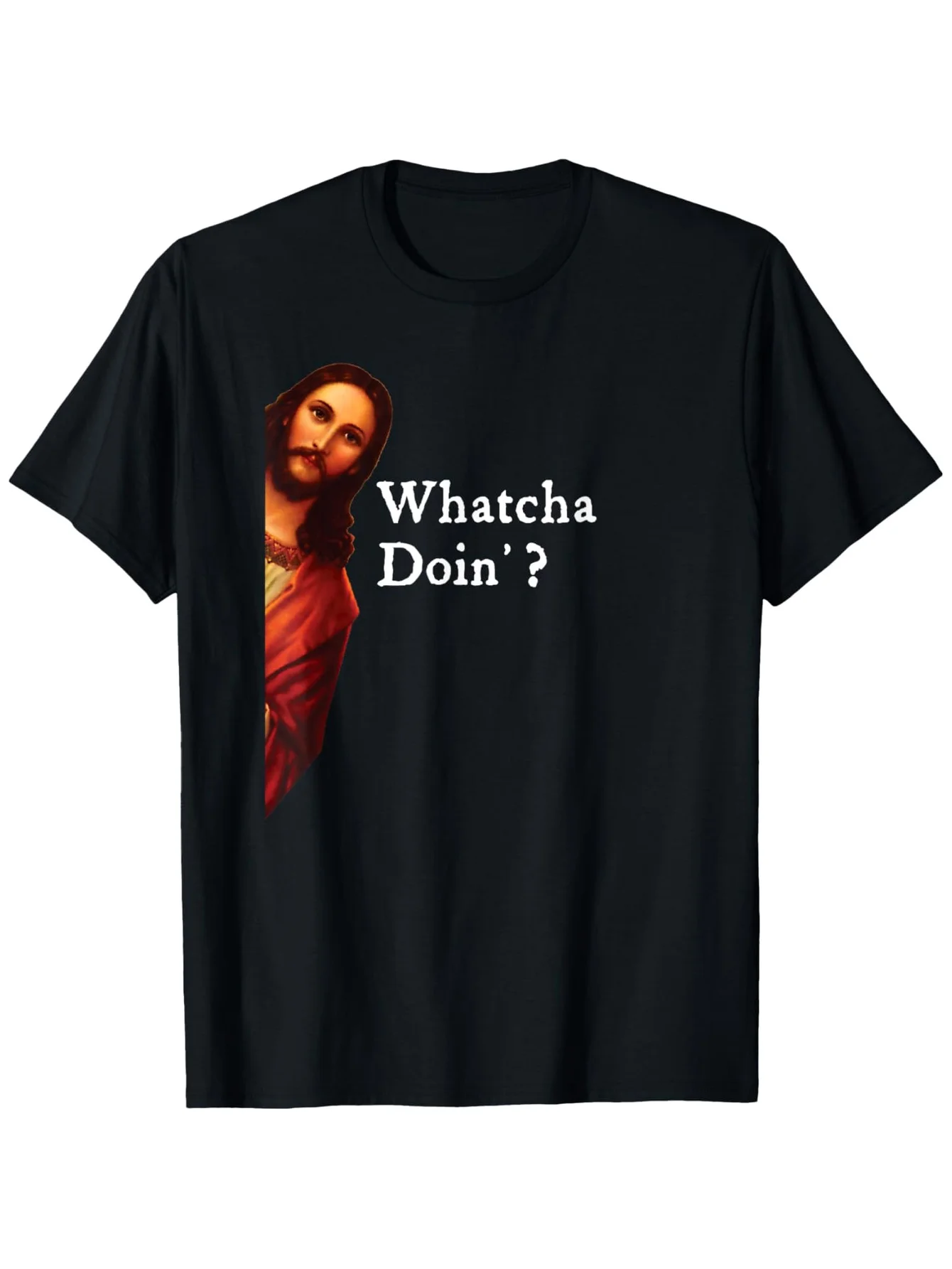 Забавная футболка с надписью «Иисус Библейский шут» Whatcha Doin для мужчин и женщин, повседневная футболка из чистого хлопка с круглым вырезом, уличная футболка с коротким рукавом
Забавная футболка с надписью «Иисус Библейский шут» Whatcha Doin для мужчин и женщин, повседневная футболка из чистого хлопка с круглым вырезом, уличная футболка с коротким рукавом