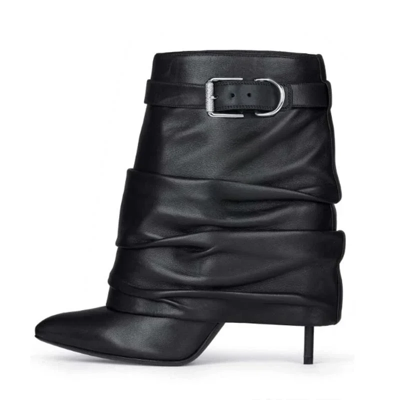 Brand New European American Pleated Middle Tube Stacking Boots Pointed Slim High Heels, Solid Color Fashionable Skirts Boots 43
Brand New European American Pleated Middle Tube Stacking Boots Pointed Slim High Heels, Solid Color Fashionable Skirts Boots 43