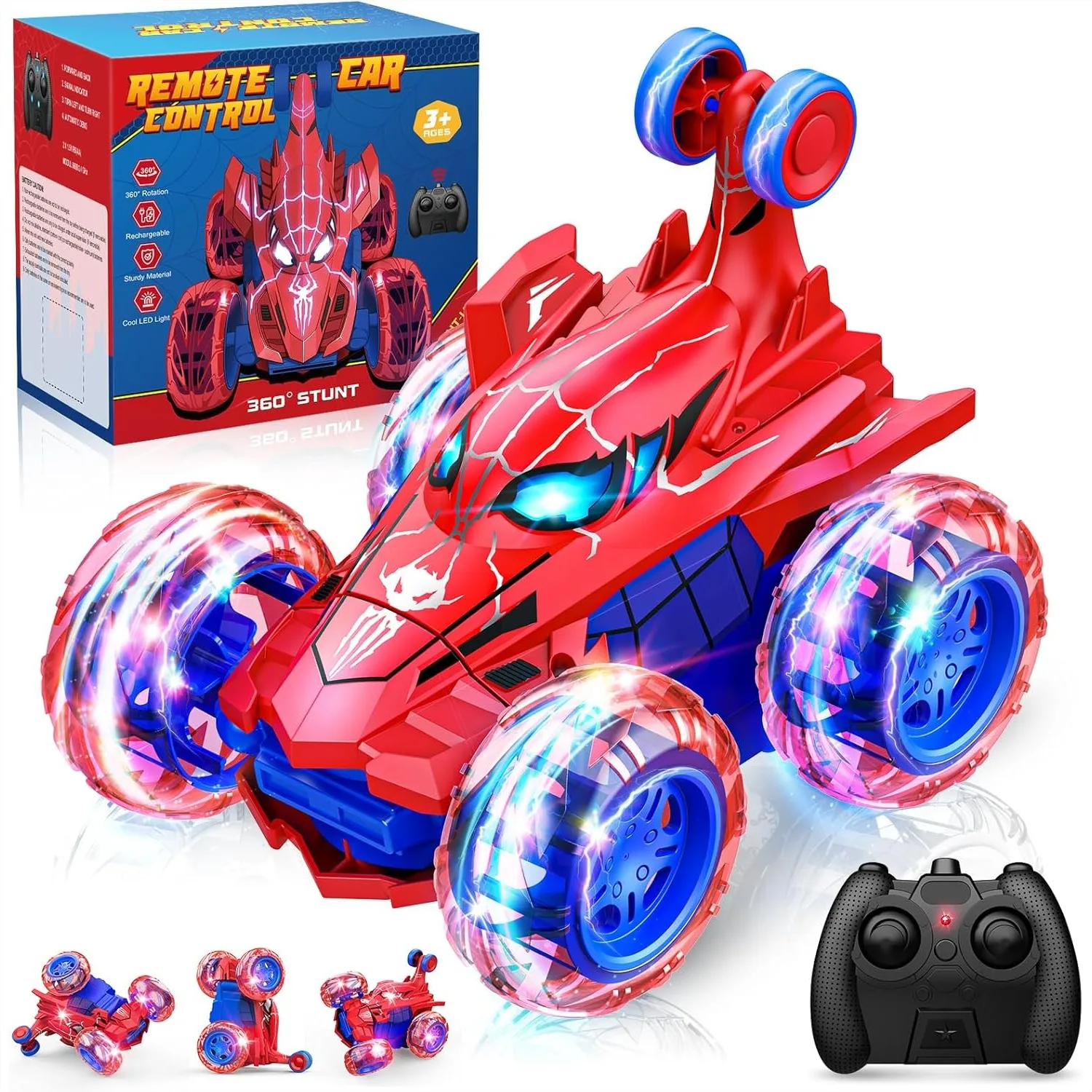 Spider Remote Control Car, 360 Flip Stunt RC Car with Lights, 4WD Off-Road Toys for Kids Age 4-12
Spider Remote Control Car, 360 Flip Stunt RC Car with Lights, 4WD Off-Road Toys for Kids Age 4-12