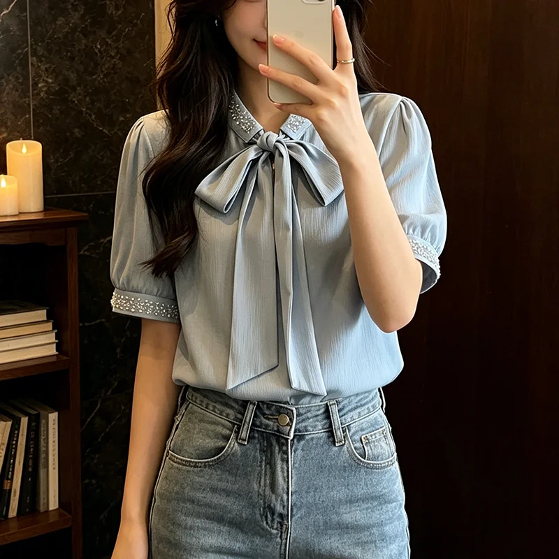 Summer 2026 Women's plus Size Shirt Korean Style Knot Tie Waist Casual Belly Cover Versatile Top Commute Fashion
Summer 2026 Women's plus Size Shirt Korean Style Knot Tie Waist Casual Belly Cover Versatile Top Commute Fashion