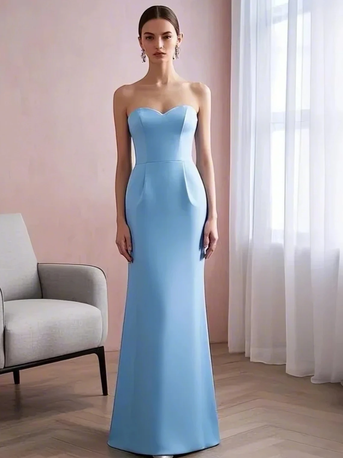 Elegant Sexy Blue Long Prom Dress A-Line Strapless Floor Length Evening Dress Sleeveless Pleats & Backless 2025 Free Customized
Elegant Sexy Blue Long Prom Dress A-Line Strapless Floor Length Evening Dress Sleeveless Pleats & Backless 2025 Free Customized