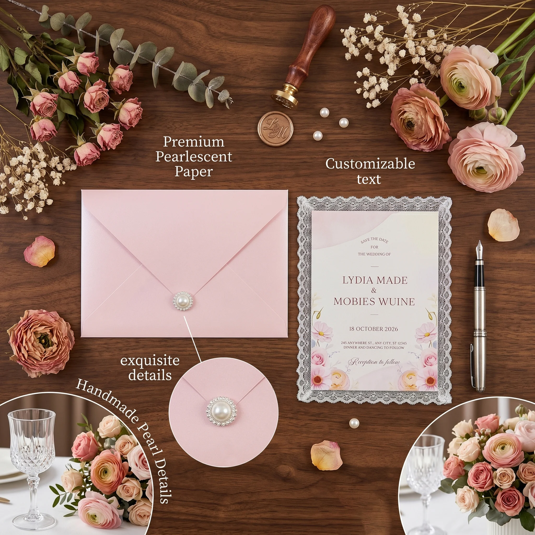 Exquisite Luxury Lace Wedding Invitations Elegant Bridal Invites Custom Personalized Cards with Envelope Perfect Wedding Gift
Exquisite Luxury Lace Wedding Invitations Elegant Bridal Invites Custom Personalized Cards with Envelope Perfect Wedding Gift