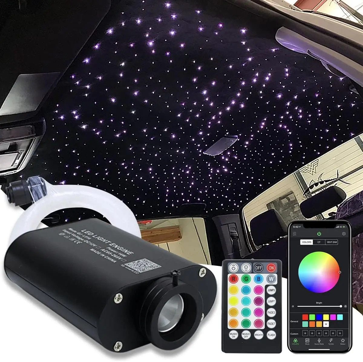 16W Fiber Optic Lights, Starlight Headliner Kit APP/Remote/Sound, 415pcs 3m Cables for Car Home
16W Fiber Optic Lights, Starlight Headliner Kit APP/Remote/Sound, 415pcs 3m Cables for Car Home