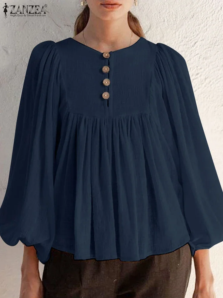 ZANZEA 2025 Fashion Women Blouse Long Puff Sleeve Solid Color Shirts Summer O Neck Tunic Tops Casual Loose Pleated Chic Oversize
ZANZEA 2025 Fashion Women Blouse Long Puff Sleeve Solid Color Shirts Summer O Neck Tunic Tops Casual Loose Pleated Chic Oversize