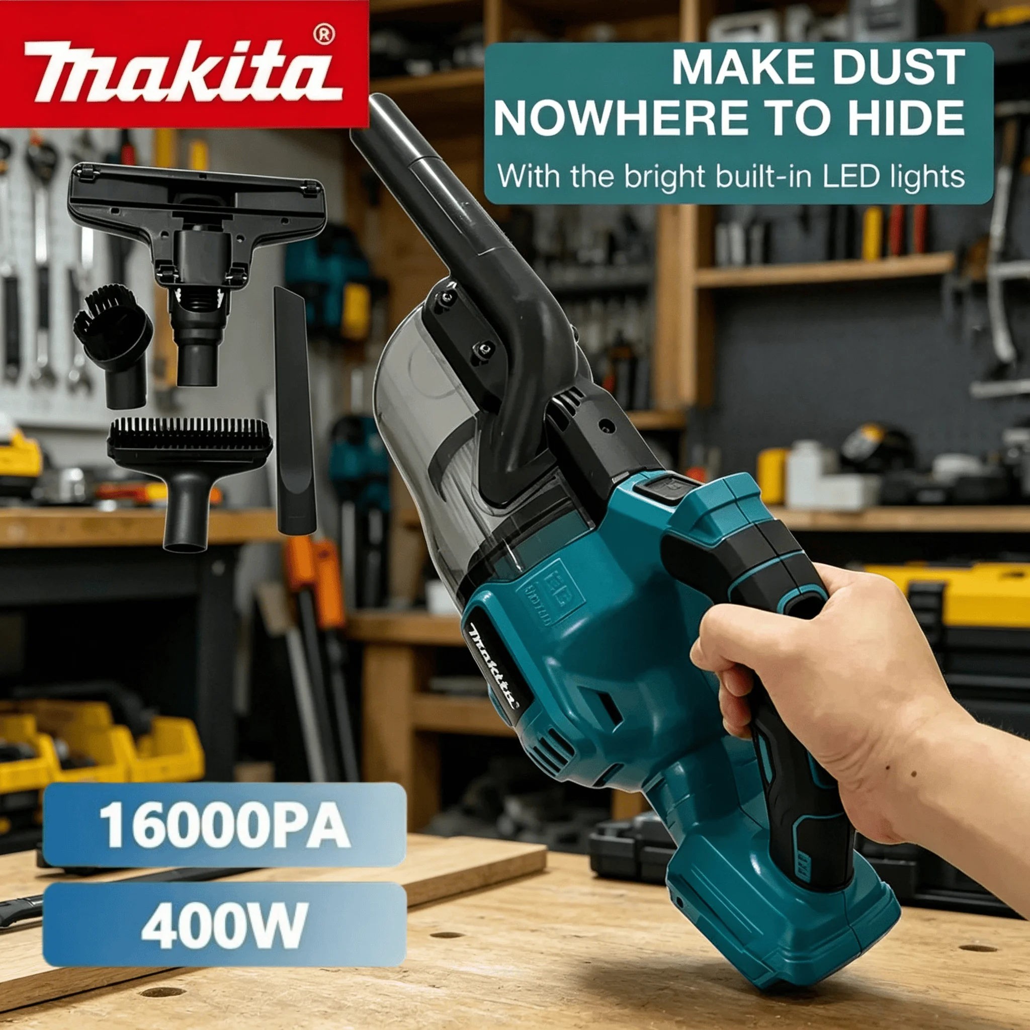 Makita18V Battery Cordless Electric Vacuum Cleaner with LED Light Portable Household Industrial Construction Cleaning Power Tool
Makita18V Battery Cordless Electric Vacuum Cleaner with LED Light Portable Household Industrial Construction Cleaning Power Tool