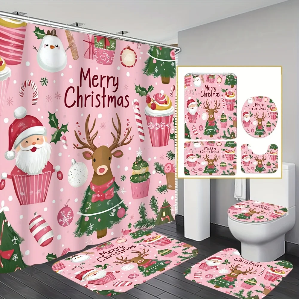 Набор занавесок для душа с Санта-Рождественской елкой — включает нескользящий коврик для ванной, крышку унитаза для праздничного декора ванной комнаты
Набор занавесок для душа с Санта-Рождественской елкой — включает нескользящий коврик для ванной, крышку унитаза для праздничного декора ванной комнаты