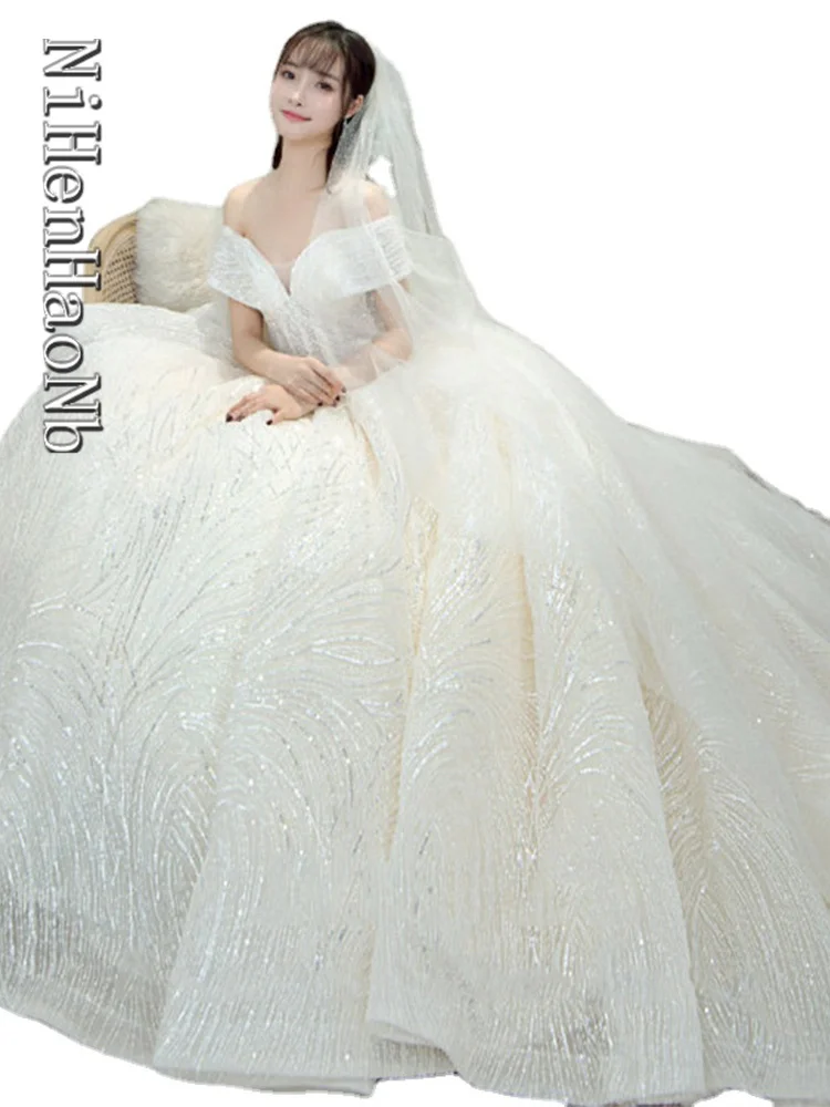 Luxury Wedding Dress Classic Boat Neck Bridal Gown Off The Shoulder Vestido De Noiva Robe De Mariee
Luxury Wedding Dress Classic Boat Neck Bridal Gown Off The Shoulder Vestido De Noiva Robe De Mariee