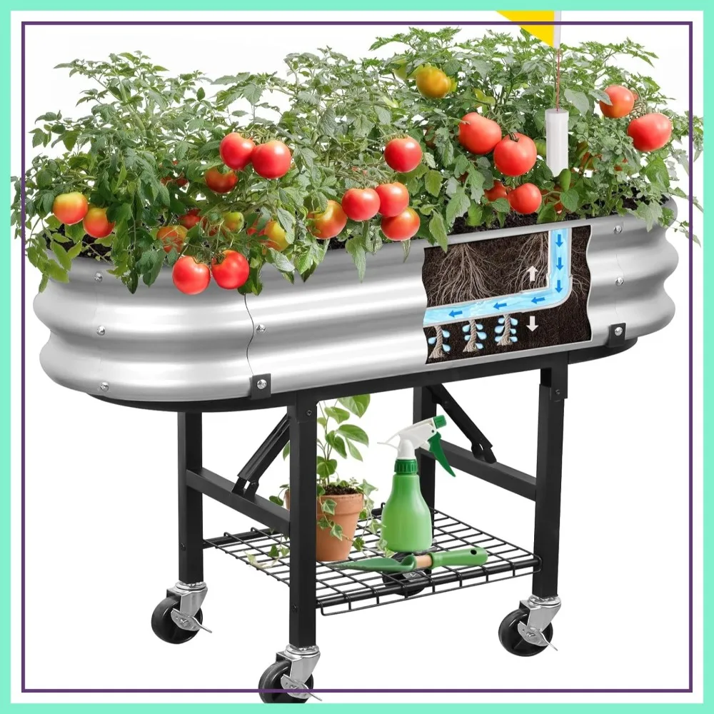 Self-Watering Raised Garden Bed with Wheels, Easy-Install Planter Box, Galvanized Metal Wicking Bed for Indoor Outdoor
Self-Watering Raised Garden Bed with Wheels, Easy-Install Planter Box, Galvanized Metal Wicking Bed for Indoor Outdoor