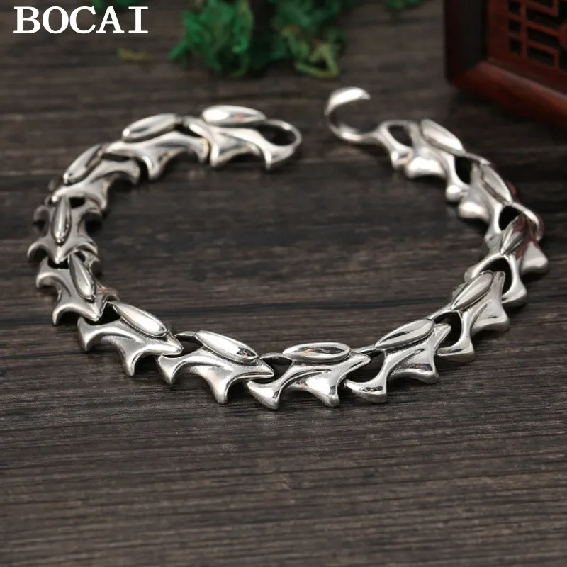 BOCAI Новые серебряные украшения s925, креативная цепочка на запястье в стиле ретро, индивидуальный универсальный мужской браслет
BOCAI Новые серебряные украшения s925, креативная цепочка на запястье в стиле ретро, индивидуальный универсальный мужской браслет