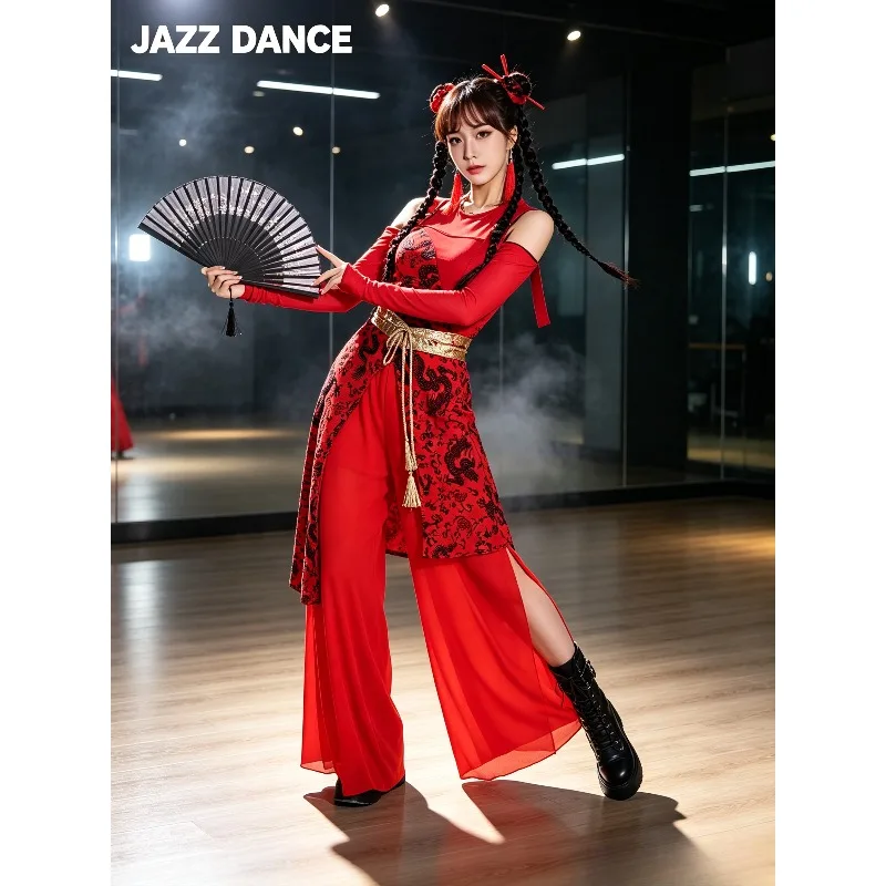 Women S-2XL Chinese Style Jazz Dance Outfit Red National Trend Streetwear KPOP Idol Stage Performance Casual Loose 2 Piece Set
Women S-2XL Chinese Style Jazz Dance Outfit Red National Trend Streetwear KPOP Idol Stage Performance Casual Loose 2 Piece Set