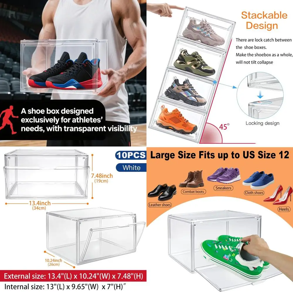 Stackable Clear Acrylic Shoe Display Case for Men & Women, Size 12.5, with Magnetic Closure
Stackable Clear Acrylic Shoe Display Case for Men & Women, Size 12.5, with Magnetic Closure