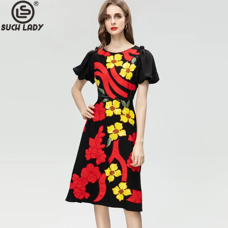 Women's Runway Dresses O Neck Short Sleeves Beaded Appliques Floral Fashion Mini High Street Casual Vestidos
Women's Runway Dresses O Neck Short Sleeves Beaded Appliques Floral Fashion Mini High Street Casual Vestidos
