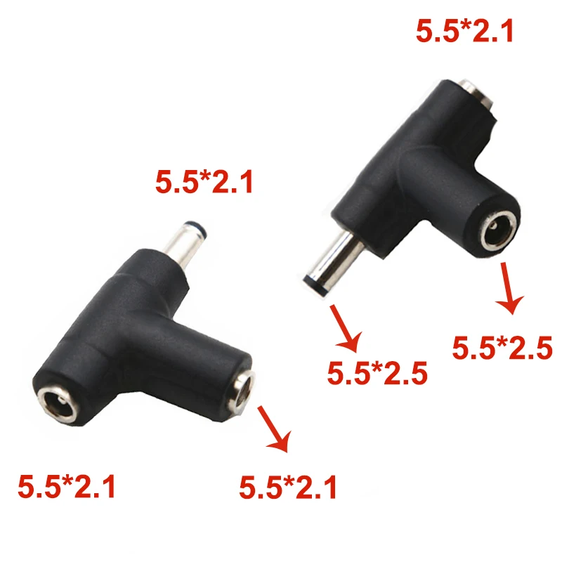 5.5*2.5 DC Jack Connector 5.5x2.5 mm Female to 5.5x2.1 Male Converter Laptop Power Adapter 90 degree 5.5*2.1MM
5.5*2.5 DC Jack Connector 5.5x2.5 mm Female to 5.5x2.1 Male Converter Laptop Power Adapter 90 degree 5.5*2.1MM