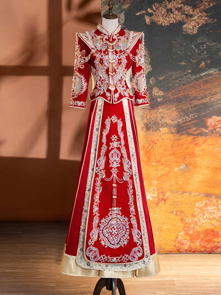2025 New Style Chinese Wedding Dress XiuHai Wedding Gown Long Sleeve Dragon And Phoenix Pattern Polyester Fabric Vintage Style
2025 New Style Chinese Wedding Dress XiuHai Wedding Gown Long Sleeve Dragon And Phoenix Pattern Polyester Fabric Vintage Style