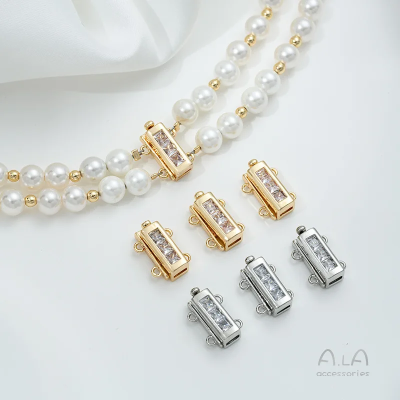 14K Gold-plated Square Zirconium Rectangular Double-row Insert Buckle DIY Double-strand Bracelet Connecting Buckle Pearl Buckle
14K Gold-plated Square Zirconium Rectangular Double-row Insert Buckle DIY Double-strand Bracelet Connecting Buckle Pearl Buckle