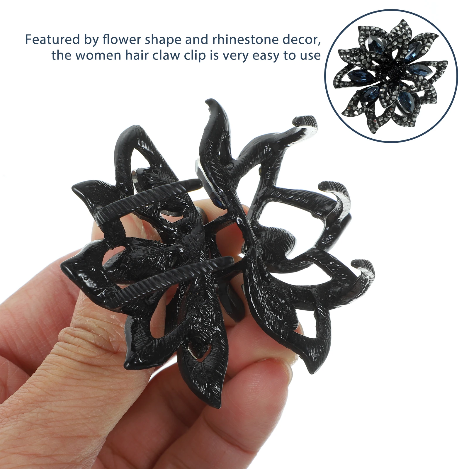 Flower Shape Rhinestone Hair Claw Clips for Women Girls Metal Barrettes Black Durable Jaw Clips Hold Thin Thick Hair
Flower Shape Rhinestone Hair Claw Clips for Women Girls Metal Barrettes Black Durable Jaw Clips Hold Thin Thick Hair