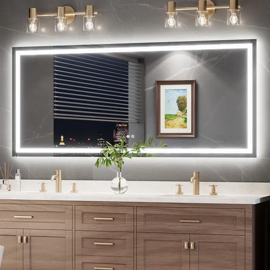 Зеркало для ванной LED 72x32 дюйма с подсветкой, более яркое, с фронтальной и задней подсветкой, с функцией антизапотевания
Зеркало для ванной LED 72x32 дюйма с подсветкой, более яркое, с фронтальной и задней подсветкой, с функцией антизапотевания