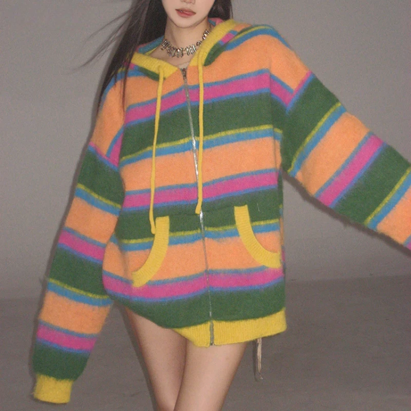 2025 Cardigan Women Zipper Retro Striped Cozy Leisure Gentle Trendy Hooded Winter All-match Streetwear American Pockets Chic
2025 Cardigan Women Zipper Retro Striped Cozy Leisure Gentle Trendy Hooded Winter All-match Streetwear American Pockets Chic
