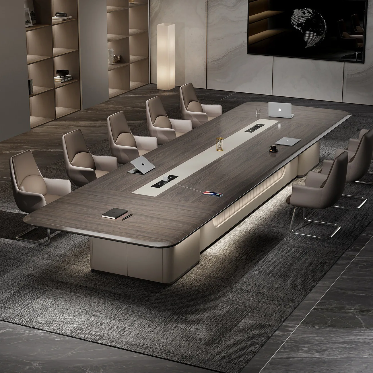 Large office conference long table light luxury high-end large thickened conference table and chair combination
Large office conference long table light luxury high-end large thickened conference table and chair combination