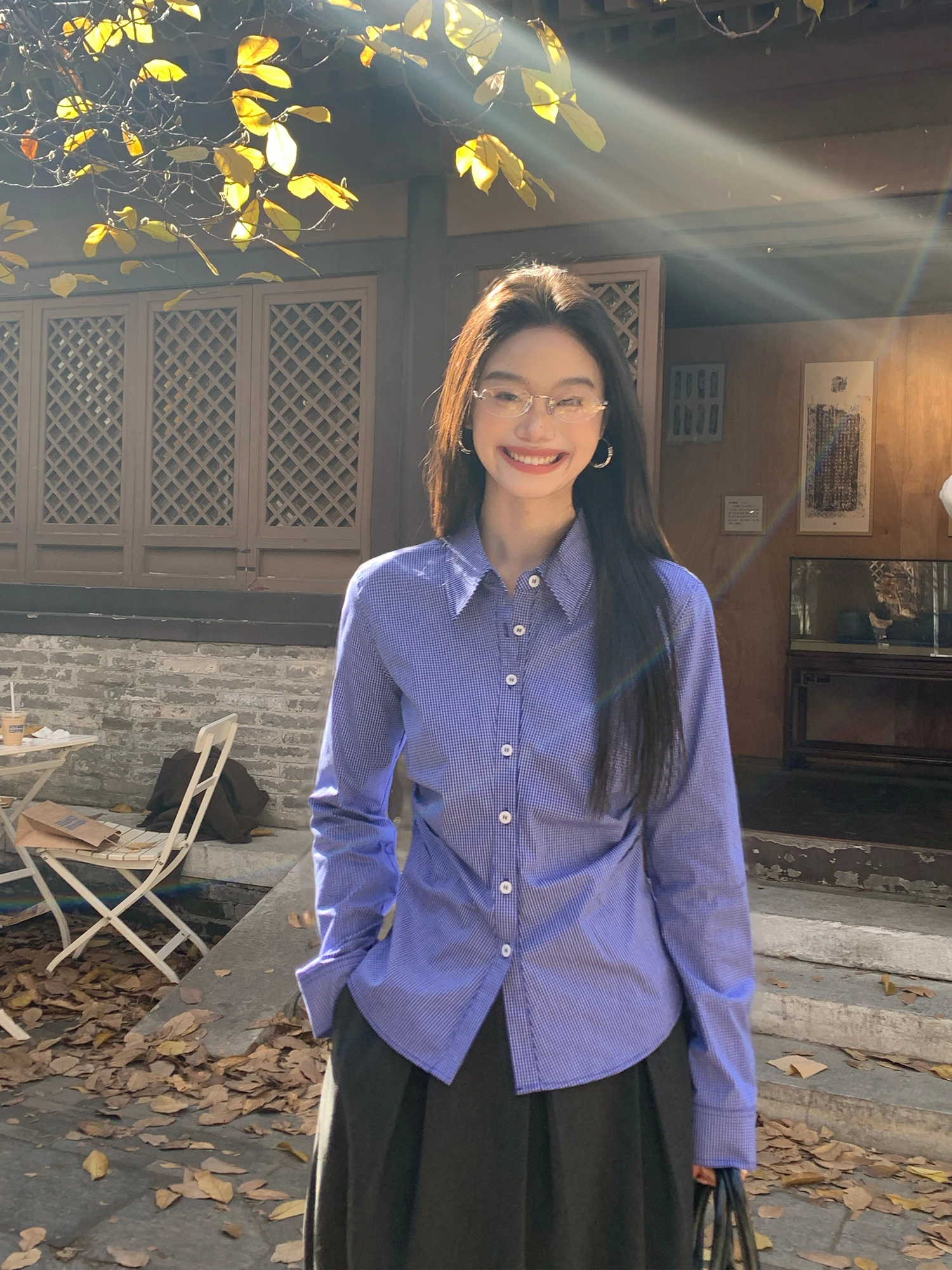 Pusumede Vintage Blue Plaid Long Sve irt Женская офисная одежда с завязкой на талии, плиссированная внутренняя одежда, повседневная одежда из смеси хлопка
Pusumede Vintage Blue Plaid Long Sve irt Женская офисная одежда с завязкой на талии, плиссированная внутренняя одежда, повседневная одежда из смеси хлопка