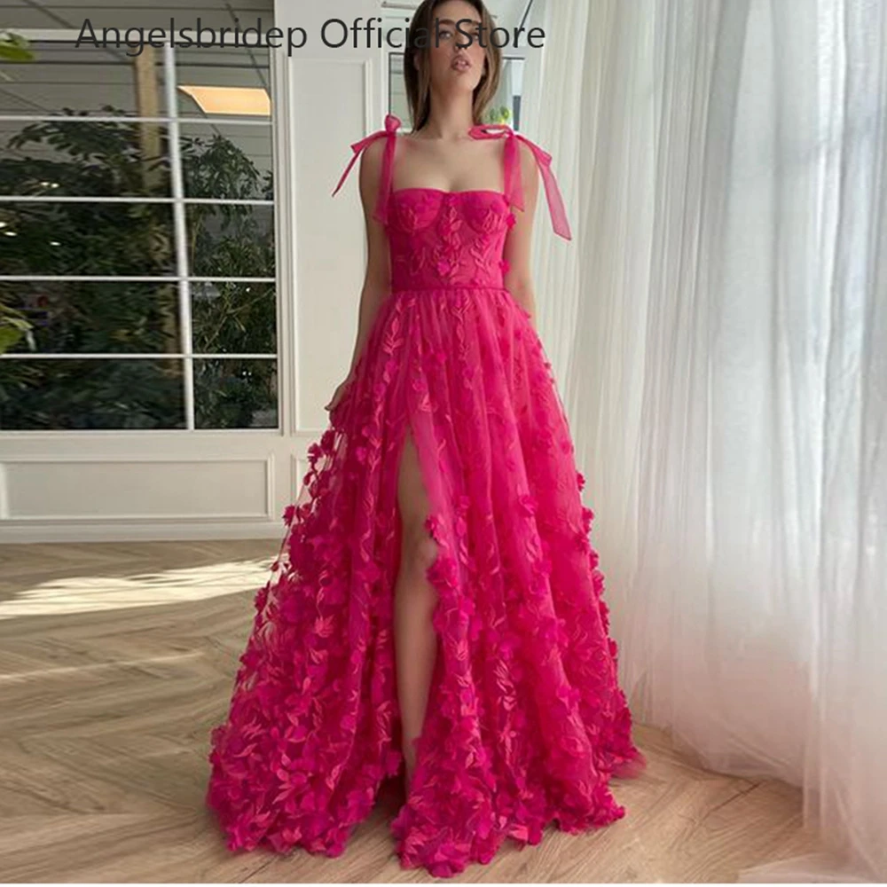 Angelsbridep Spaghetti Straps Tulle Evening Dress Leg Slit Formal Dress A-line Fuchsia Evening Gowns Vestidos De Noche Prom Gown
Angelsbridep Spaghetti Straps Tulle Evening Dress Leg Slit Formal Dress A-line Fuchsia Evening Gowns Vestidos De Noche Prom Gown