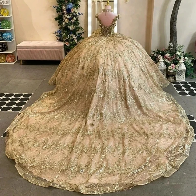 Luxury Champagne Gold 15 Quinceanera Dresses Ball Gown Flower Applique Lace Up Women Prom Party Pageant Wedding 2025 Customized
Luxury Champagne Gold 15 Quinceanera Dresses Ball Gown Flower Applique Lace Up Women Prom Party Pageant Wedding 2025 Customized