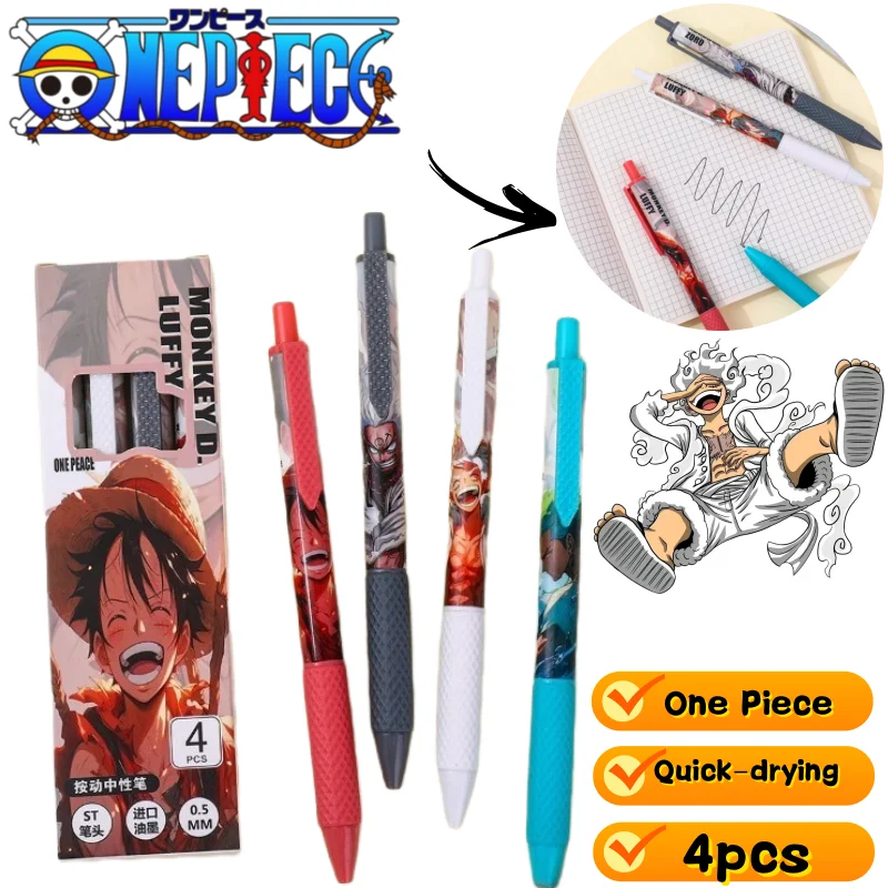 New One Piece Luffy Roronoa Zoro 4pcs Gel Pens Creative High-Appearance Anime Cartoon Print Student Smooth and Quick-Drying Pens
New One Piece Luffy Roronoa Zoro 4pcs Gel Pens Creative High-Appearance Anime Cartoon Print Student Smooth and Quick-Drying Pens