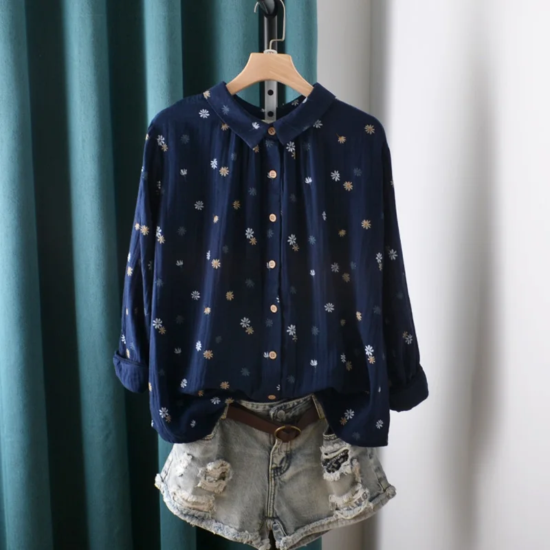 Cotton Dot Printed Loose Women Shirts Summer Vintage 2023 Turn-Down Collar Long-Sleeved Casual All Match Female Outwear Tops
Cotton Dot Printed Loose Women Shirts Summer Vintage 2023 Turn-Down Collar Long-Sleeved Casual All Match Female Outwear Tops