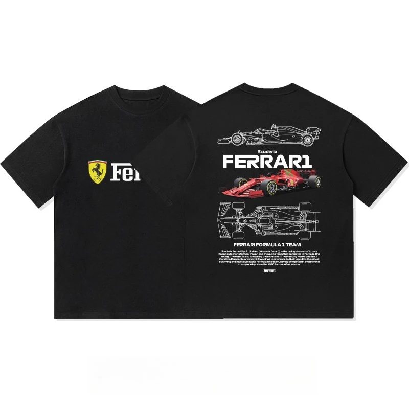 F1 Ferrari Team Race Uniform с принтом, американская футболка из плотного хлопка с короткими рукавами, мужская одежда, летняя спортивная повседневная футболка с коротким рукавом
F1 Ferrari Team Race Uniform с принтом, американская футболка из плотного хлопка с короткими рукавами, мужская одежда, летняя спортивная повседневная футболка с коротким рукавом