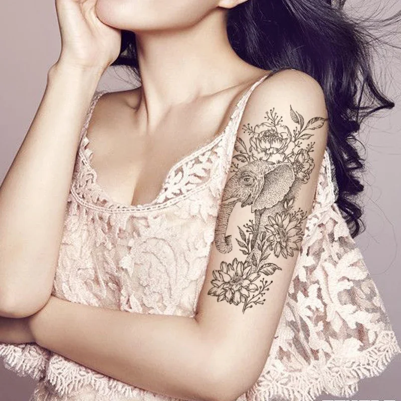 Elephant Waterproof Temporary Tattoo Sticker Black Flowers Branches Leaves Fake Tattoos Flash Tatoos Arm Body Art for Women Men
Elephant Waterproof Temporary Tattoo Sticker Black Flowers Branches Leaves Fake Tattoos Flash Tatoos Arm Body Art for Women Men