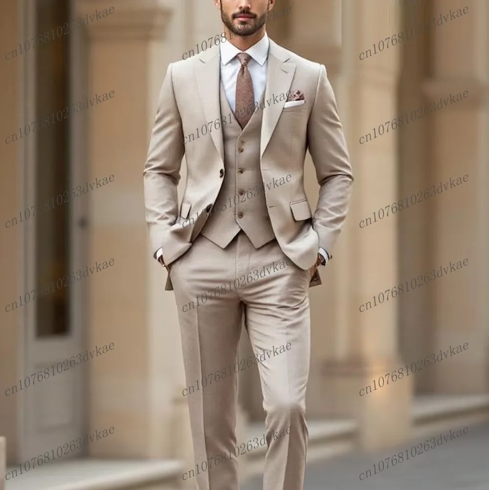 Fashion Beige Formal Occasion Men Suit Wedding Party Groom Groomsman Prom Business Male Tuxedos 3 Piece Set Jacket Vest Pants
Fashion Beige Formal Occasion Men Suit Wedding Party Groom Groomsman Prom Business Male Tuxedos 3 Piece Set Jacket Vest Pants