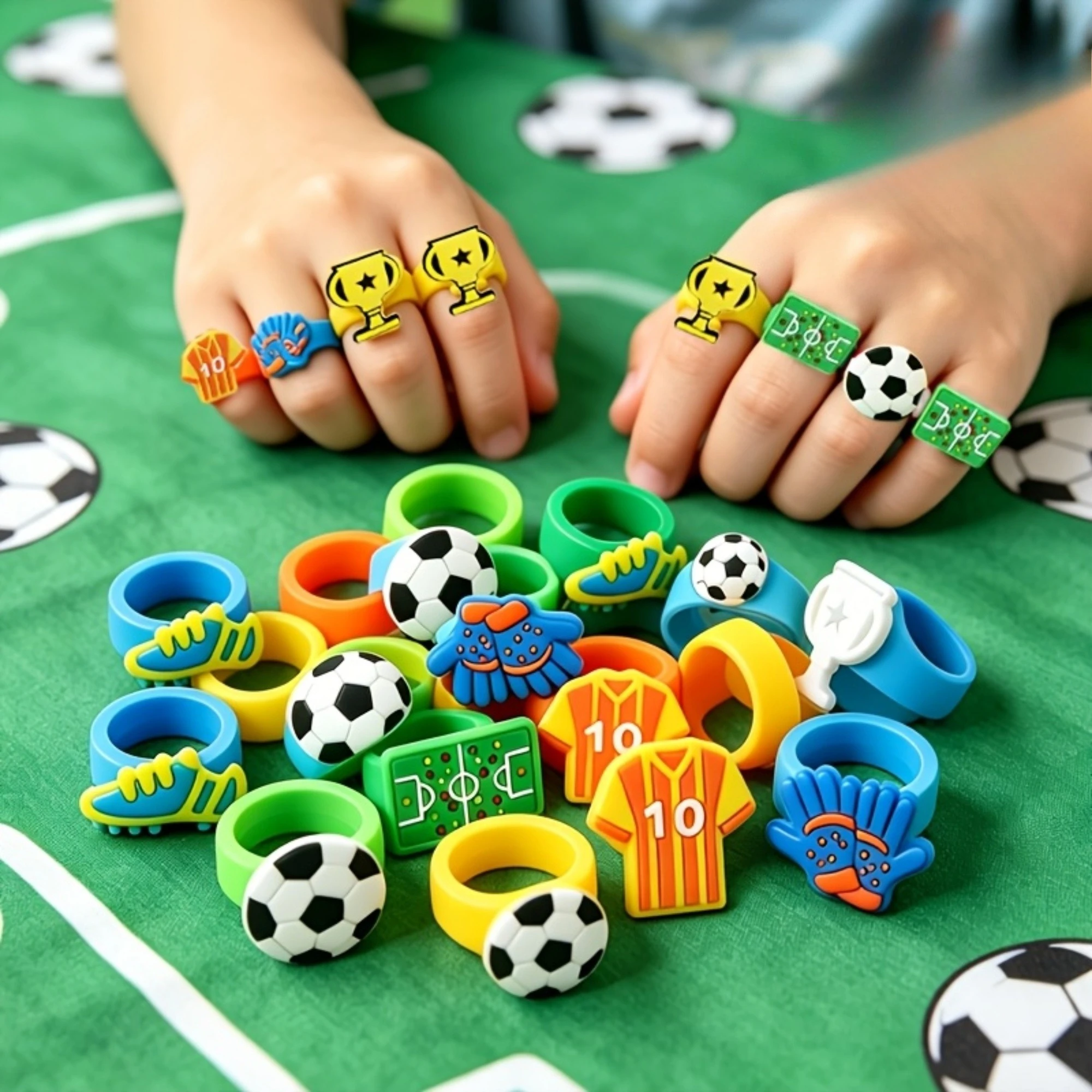6pcs Cute Football Soccer Themed Silicone Rings for Party Favors Classroom Rewards Pinata Goodie Bag Fillers Boy Sports Birthday
6pcs Cute Football Soccer Themed Silicone Rings for Party Favors Classroom Rewards Pinata Goodie Bag Fillers Boy Sports Birthday