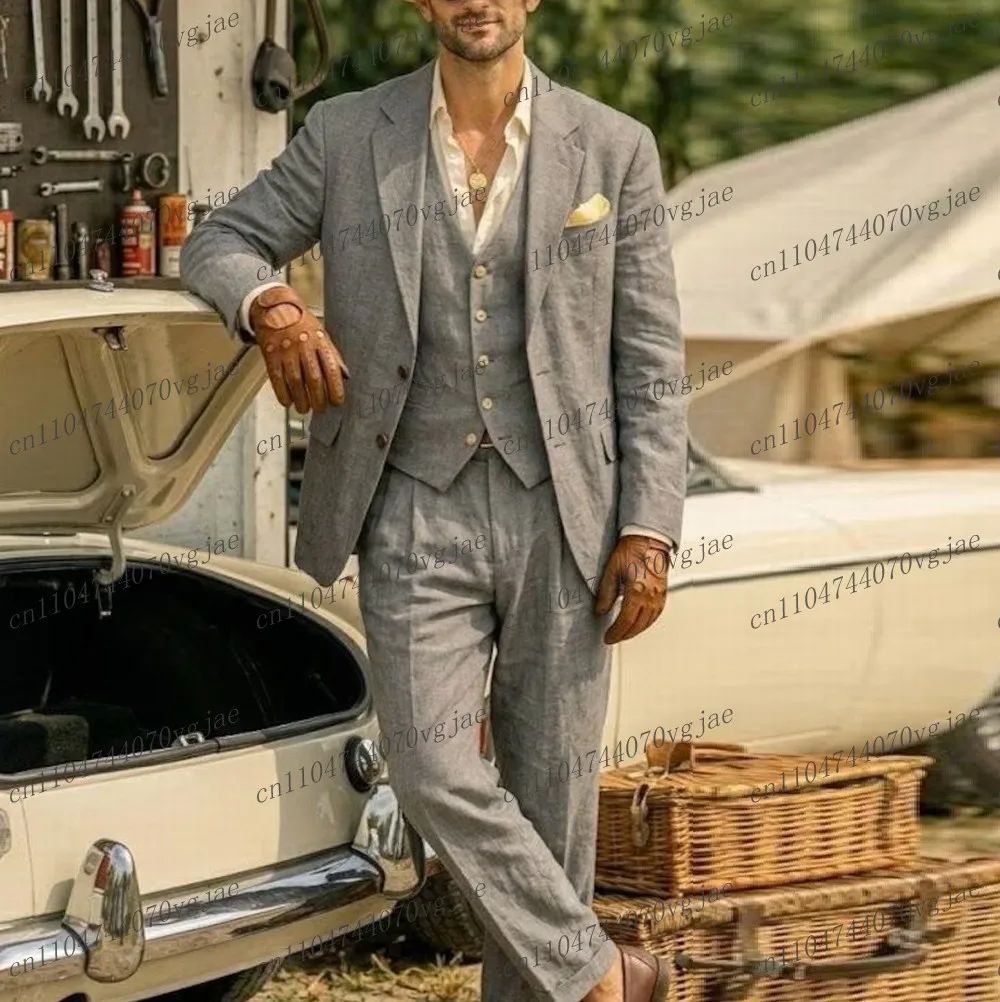 New Breathable Linen Summer Grey Men Suit Formal Wedding Party Groom Business Male Tuxedos 3 Piece Set Jacket Vest Pants
New Breathable Linen Summer Grey Men Suit Formal Wedding Party Groom Business Male Tuxedos 3 Piece Set Jacket Vest Pants