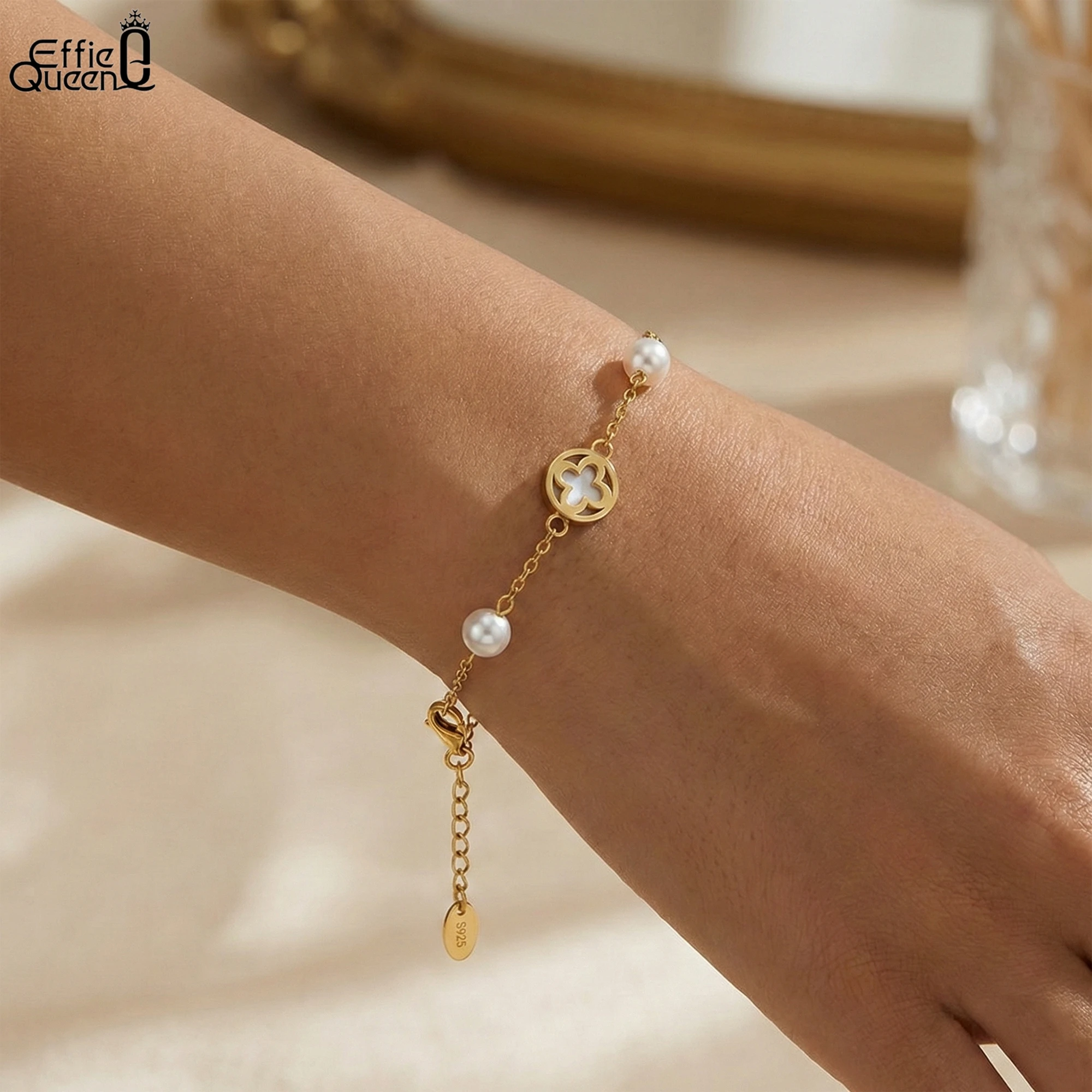 EFFIE QUEEN 100% серебро S925, 14-каратное золото, браслет-цепочка с четырехлистным клевером, ювелирные изделия на удачу для женщин, подарок на свадьбу, вечеринку, банкет, GMB70
EFFIE QUEEN 100% серебро S925, 14-каратное золото, браслет-цепочка с четырехлистным клевером, ювелирные изделия на удачу для женщин, подарок на свадьбу, вечеринку, банкет, GMB70