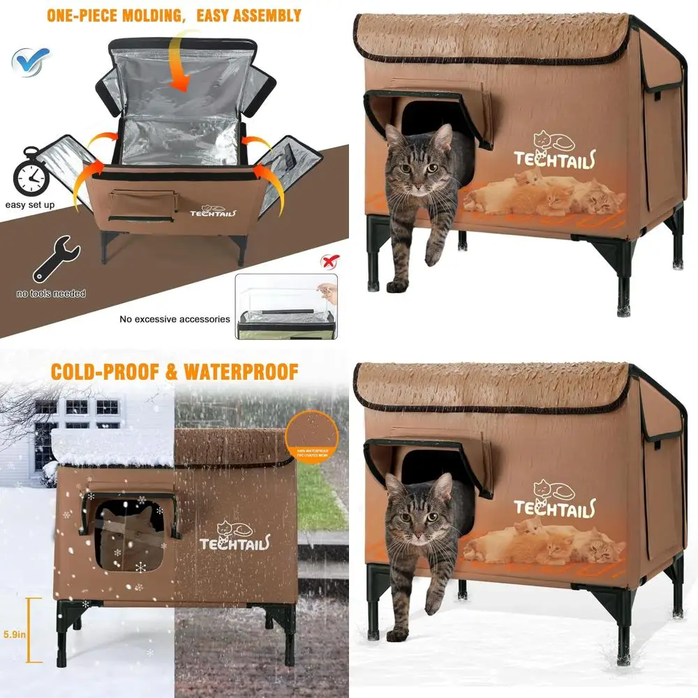 Insulated Outdoor Cat Shelter with Slanted Roof, Escape Door, Heating Pad, and Elevated Bed for Winter (Coffee)
Insulated Outdoor Cat Shelter with Slanted Roof, Escape Door, Heating Pad, and Elevated Bed for Winter (Coffee)